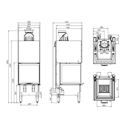 Focar Semineu 10 kW Hitze TRINITY 54x54x53.G