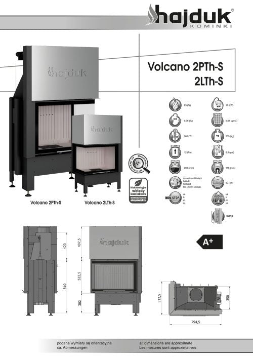 Focar semineu  Volcano 2PTh-s Hajduk