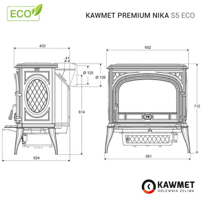 Sobă KAWMET Premium NIKA S5 ECO – 11,3 kW SKU: AL2920