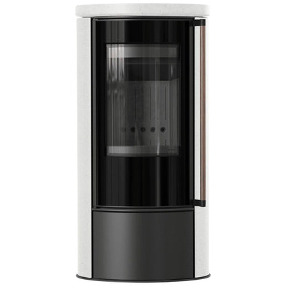 Soba Erik 5.5kW ceramica White Satin - maner lemn - samota neagra