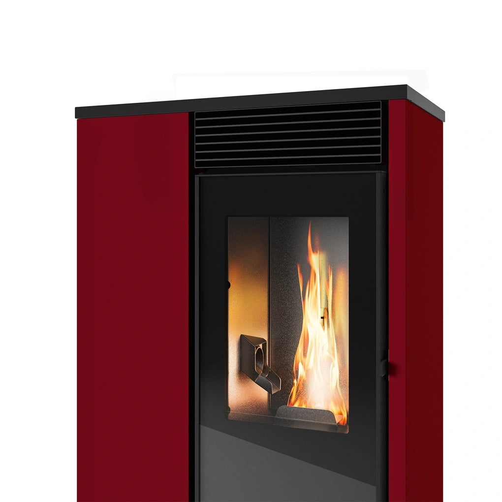 SOBA PELETI 4.1-9.5 KW - VANESSA SLIM - 2 Ventilatoare - ROSU