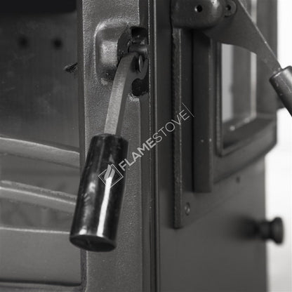 FS-204YK Lux: Soba cu Flacără de Aur, Arată Generozitatea și Eficiența Clasa A, 8 kW, 3 Geamuri Laterale, Sticlă Dublu Arsură