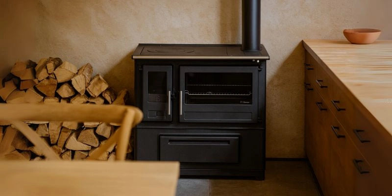 Versatile Wood Burning Cooking Stove with Oven, Hob, and Central Heating Function