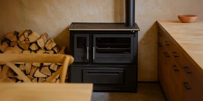 Versatile Wood Burning Cooking Stove with Oven, Hob, and Central Heating Function