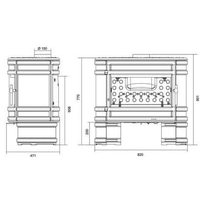 Soba de volum Angor, putere mare 12-18kW, complet fonta