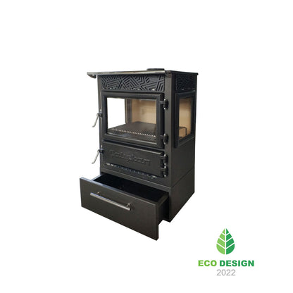 Șemineu/Sobă 305-3D BOX cu Ardere pe Lemne și Sticlă Ceramică Rezistentă la Șoc Termic