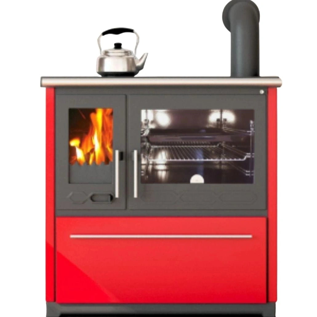 Soba de gatit P85 Rosu cu plita si cuptor - 8kW - racord dreapta