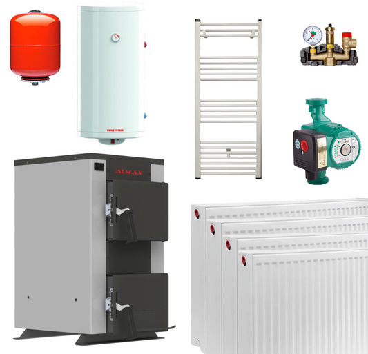 Centrală Termică pe Lemne Almax VP 18kW cu Plită pentru Încălzire 50-60 mp