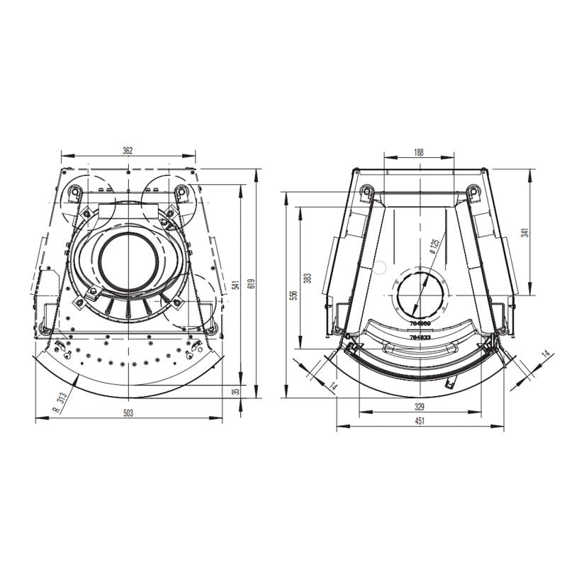 Focar semineu  Austroflamm 45X51 K ROUND