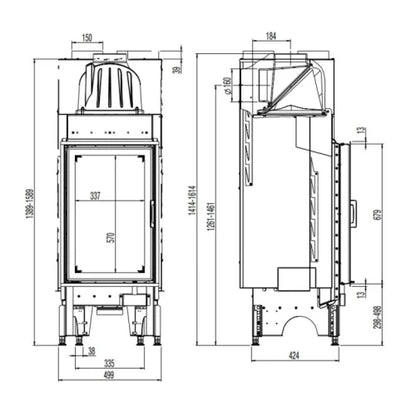 Focar semineu Austroflam 45X68 K 2.0