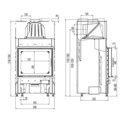 Focar semineu Austroflam 55X45 K 2.0