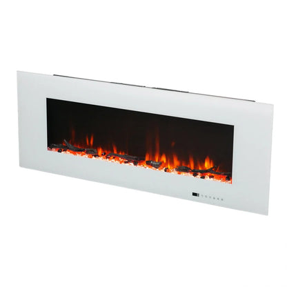 Șemineu Electric Azurite Montat pe Perete - Alb - 127 cm, Eleganță Contemporană