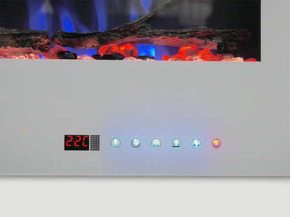 Șemineu Electric Azurite Montat pe Perete - Alb - 127 cm, Eleganță Contemporană