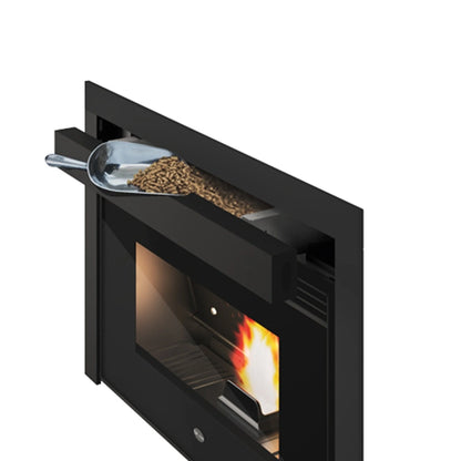 Focar peleti NICO 5-12.4 kW - cu 3 ventilatoare si distributie de aer