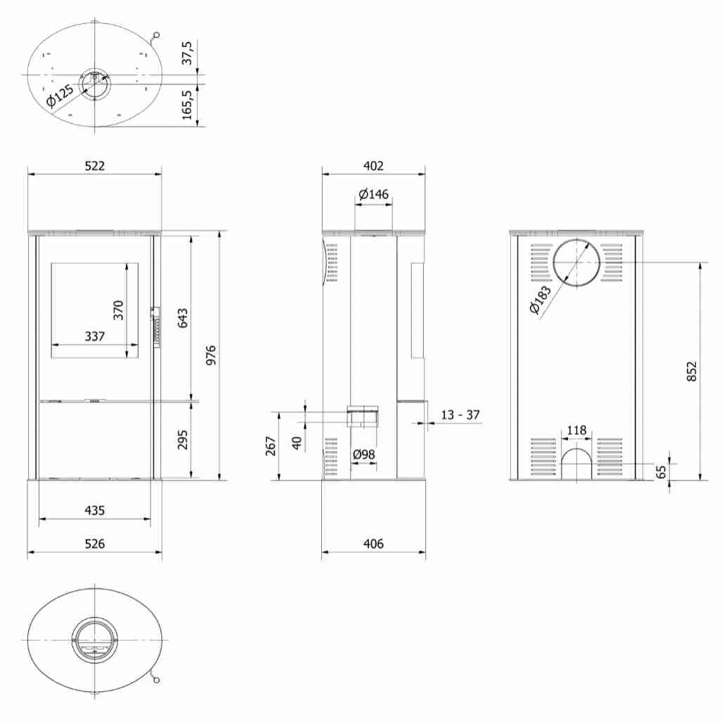 Soba Rollo 7 kW - Negru