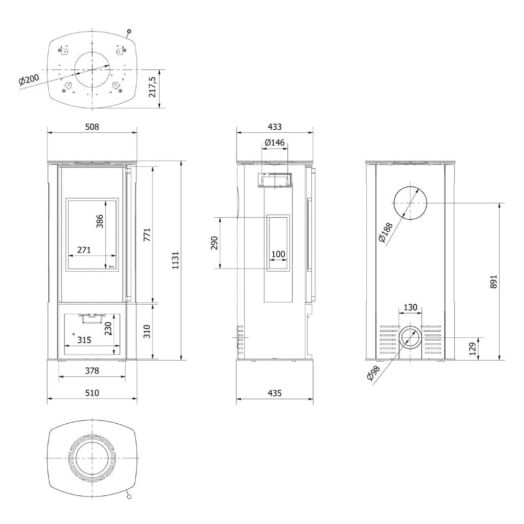 Soba otel KOZA ENYO VIEW 5.5kW cu loc de lemne