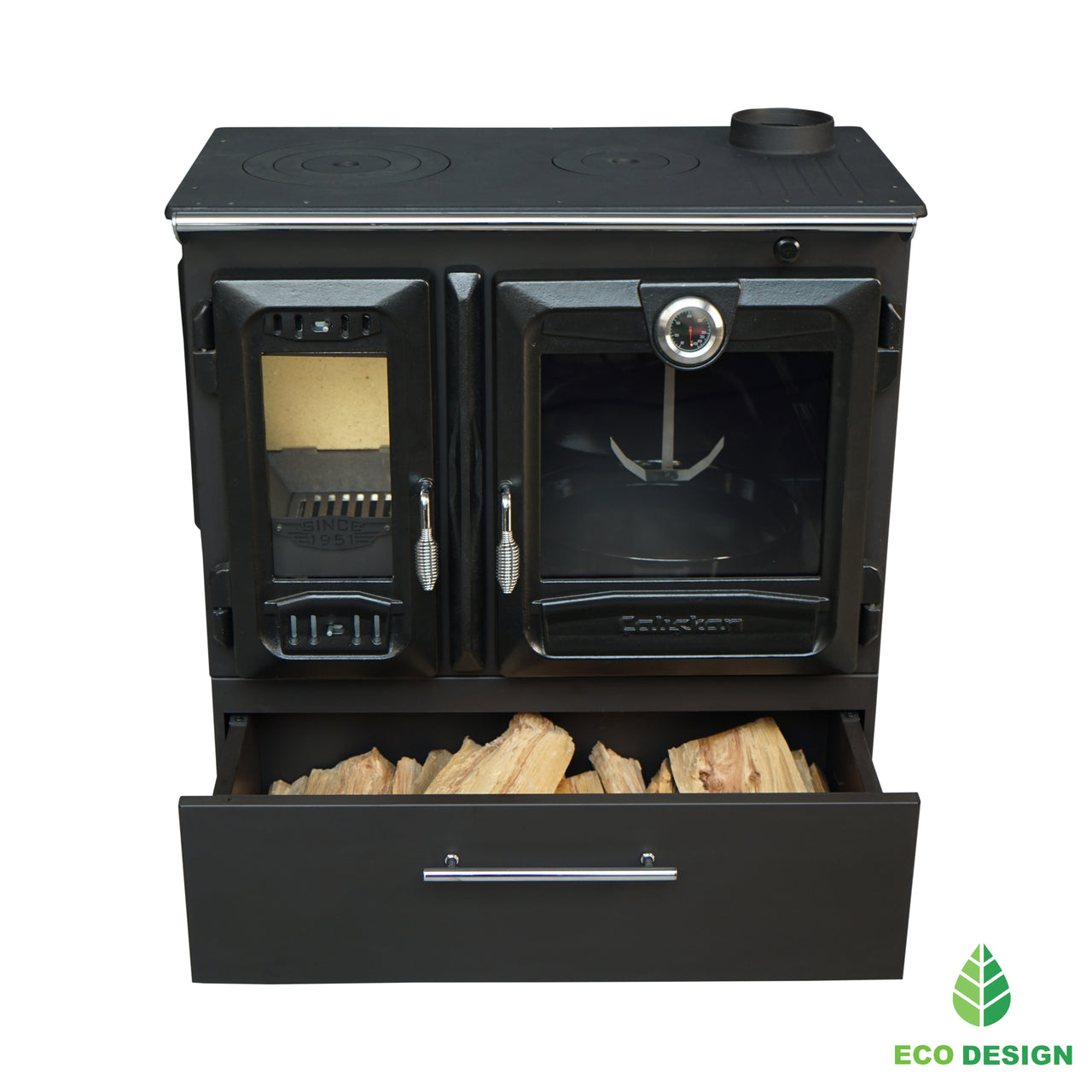 216-3D BOX Gourmet Brick CookStove - Putere 8.450 kW, Echipat cu Forn, Sticlă Ceramică și Acoperire Emailată