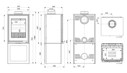 Soba pe lemne KAWMET HARITA S15v S-BOX 5.7 kW