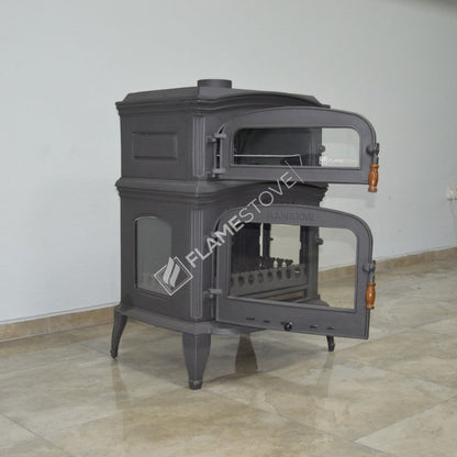 Soba Lux Premium FS-034: Eficiență Energetică Clasa A, Design Elegant din Fontă, Perfectă pentru Încălzire și Gătit