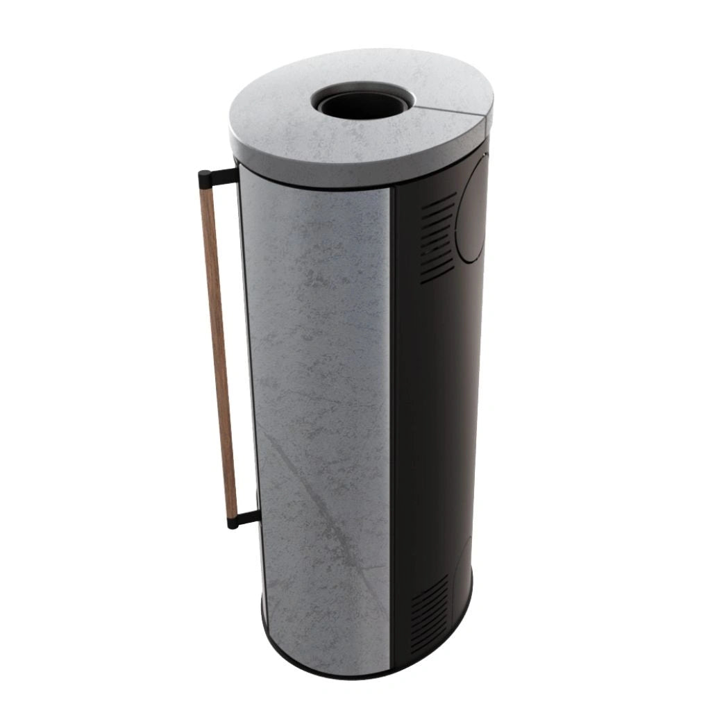 Soba Erik 5.5kW ceramica Grey Satin - maner lemn - samota neagra