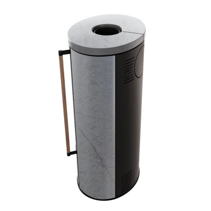Soba Erik 5.5kW ceramica Grey Satin - maner lemn - samota neagra