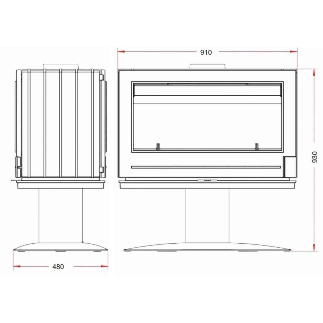 Soba fonta Nelson 12-18kW, 201 kg, latime 91 cm