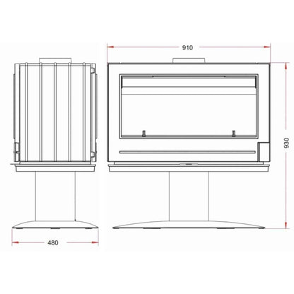 Soba fonta Nelson 12-18kW, 201 kg, latime 91 cm