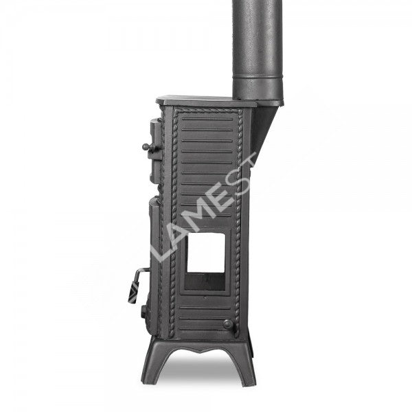 Soba Lux FS-054 din fontă cu sticlă pe 3 laturi și 55% eficiență - Încălzește 70 m², sticlă Schott Robax, emailată