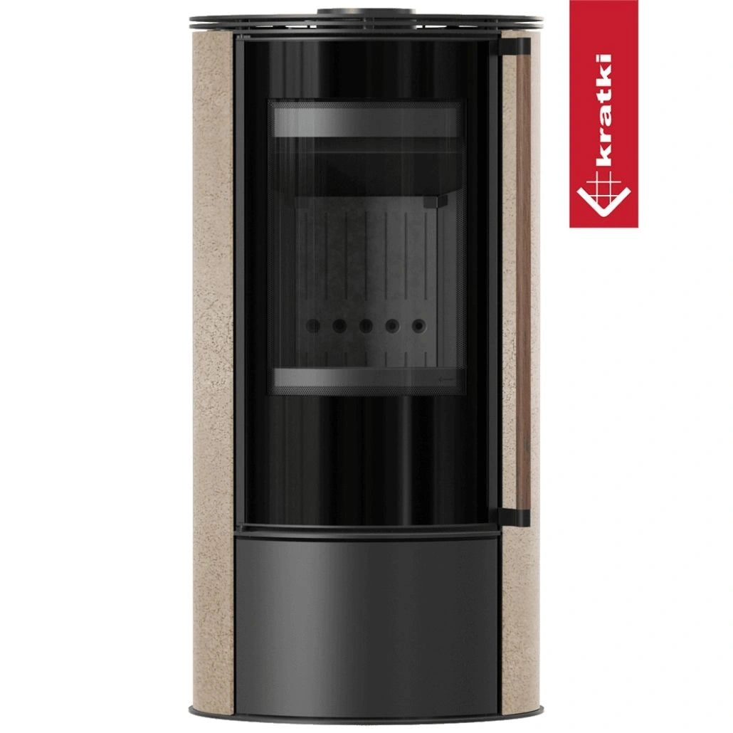 Soba Erik 5.5kW Gold Satin - maner lemn - samota neagra