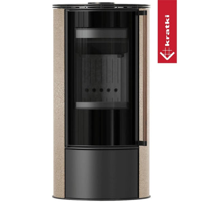 Soba Erik 5.5kW Gold Satin - maner lemn - samota neagra