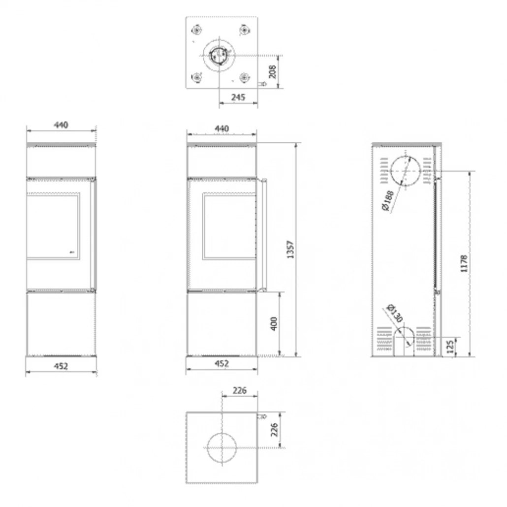 Soba otel Ren S 7kW sticla stanga - Samota neagra