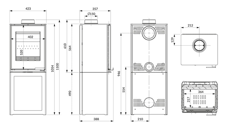 Soba pe lemne KAWMET HARITA S15v L-BOX DÉCOR 5.7 kW