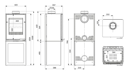 Soba pe lemne KAWMET HARITA S15v L-BOX DÉCOR 5.7 kW