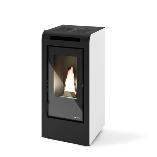 Sobă Peleți 4.4-11 KW - ROSA ALB - 2 Ventilatoare