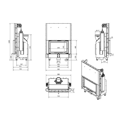 Focar Z-ECO 9.9 kW - deschidere verticala