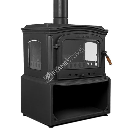 Sobă de Lux FS-032YKST cu Altar Lateral și Spațiu de Depozitare Lemne - Eficiență Termică Ridicată pe Lemn și Cărbune, Dublă Combustie, Clasa Energetică A