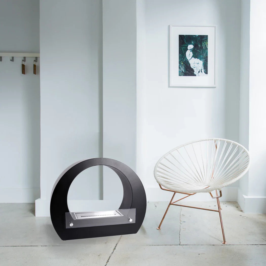 Dallas - Șemineu Rotund pe Bioetanol - Negru, Elegant și Modern