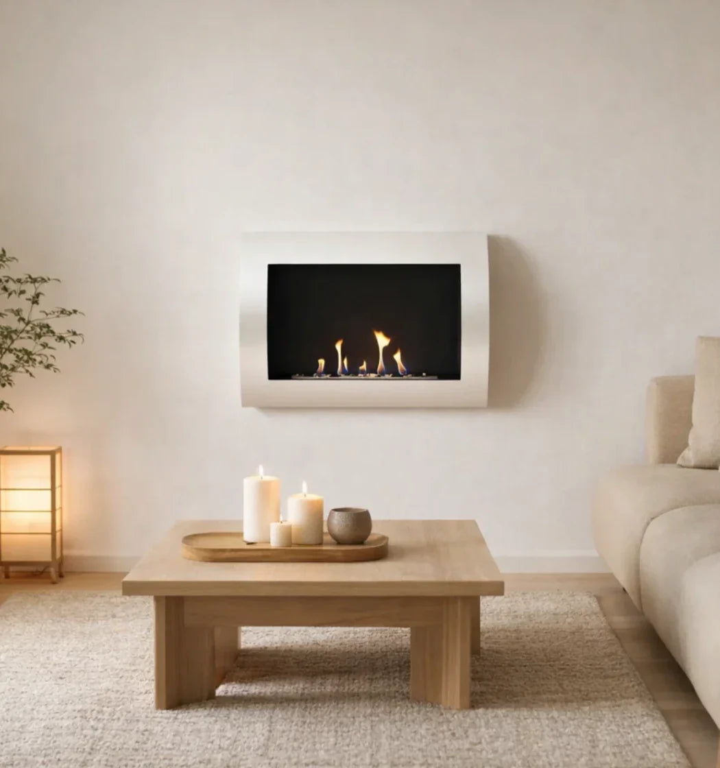 Șemineu de perete alb ScandiFlames Ocean - Bioetanol, Arzător 0.7L, 1.75 kW