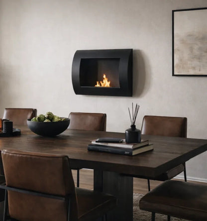 Șemineu pe Bioetanol ScandiFlames Ocean - Negru Lucios, Design Modern Curvat