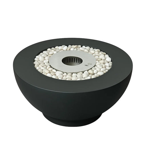 Focar pe Bioetanol Circula - Negru - Elegant și Modern pentru Exterior