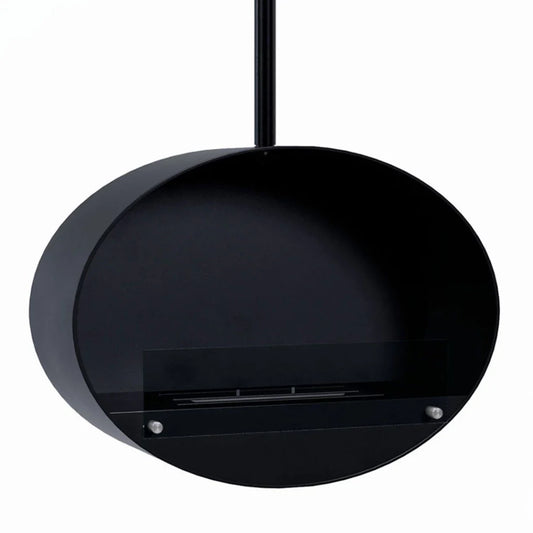 Şemineu pe bioetanol Halifax Negru - 80 cm, Oval, Suspendat