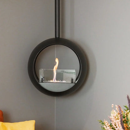 Șemineu Modern Suspendat Edmonton cu Bioetanol, Vizibil pe Două Fețe