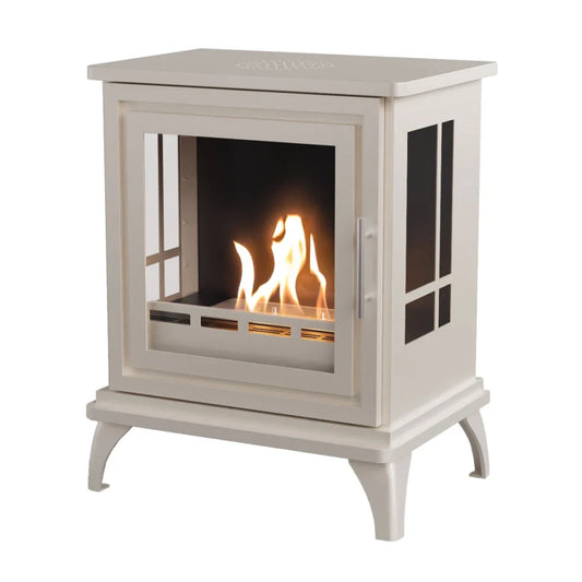 Sobă Autonomă ScandiFlames Nashville – Alb Perlat, Bioetanol, Design Clasic