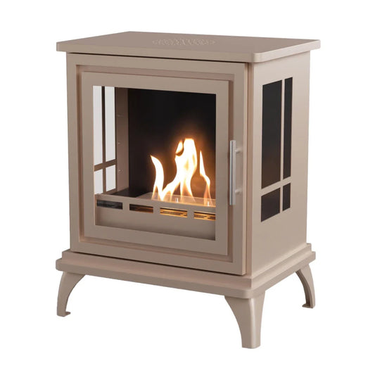 Sobă Freestanding Bioetanol Nashville – Gri-Bej, 2kW, 6 Ore de Ardere