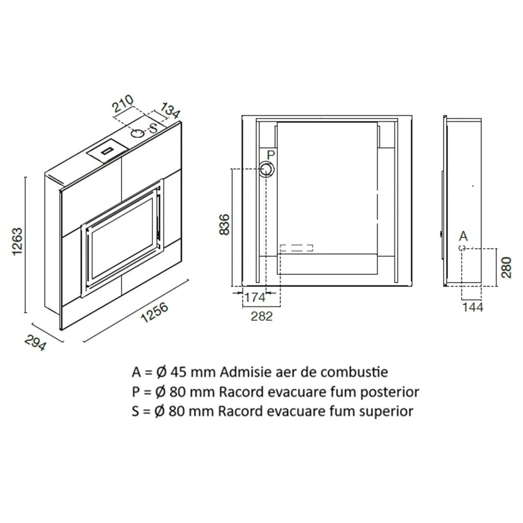SEMINEU SLIM COMPLET 3.5-9 KW PELETI PIETRO cu piatra naturala