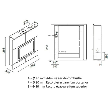 SEMINEU SLIM COMPLET 3.5-9 KW PELETI PIETRO cu piatra naturala