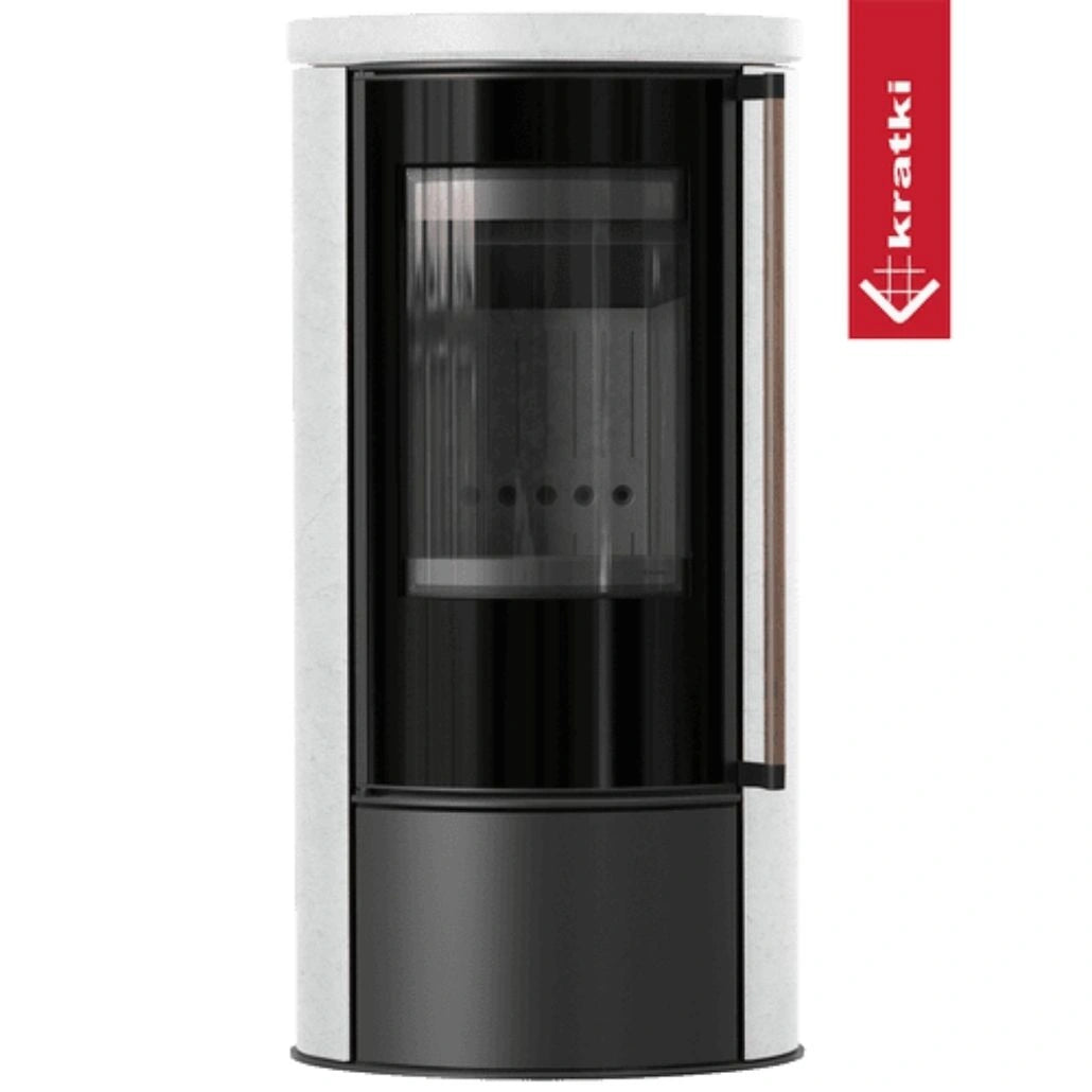Soba Erik 5.5kW ceramica White Natural - maner lemn - samota neagra