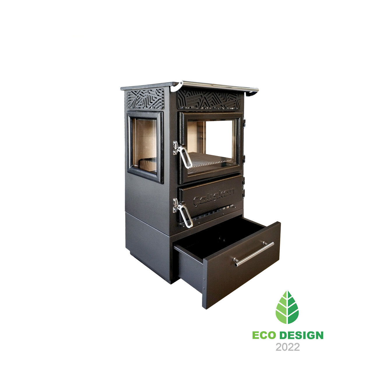 Șemineu/Sobă 305-3D BOX cu Ardere pe Lemne și Sticlă Ceramică Rezistentă la Șoc Termic