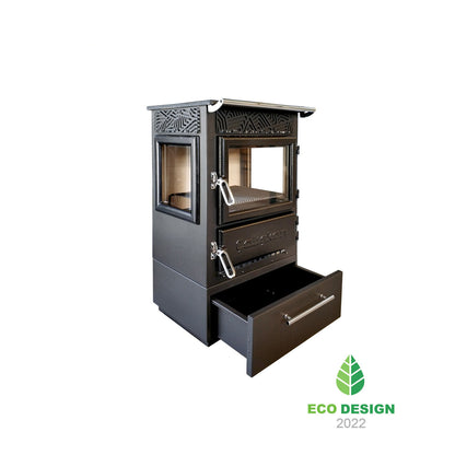 Șemineu/Sobă 305-3D BOX cu Ardere pe Lemne și Sticlă Ceramică Rezistentă la Șoc Termic