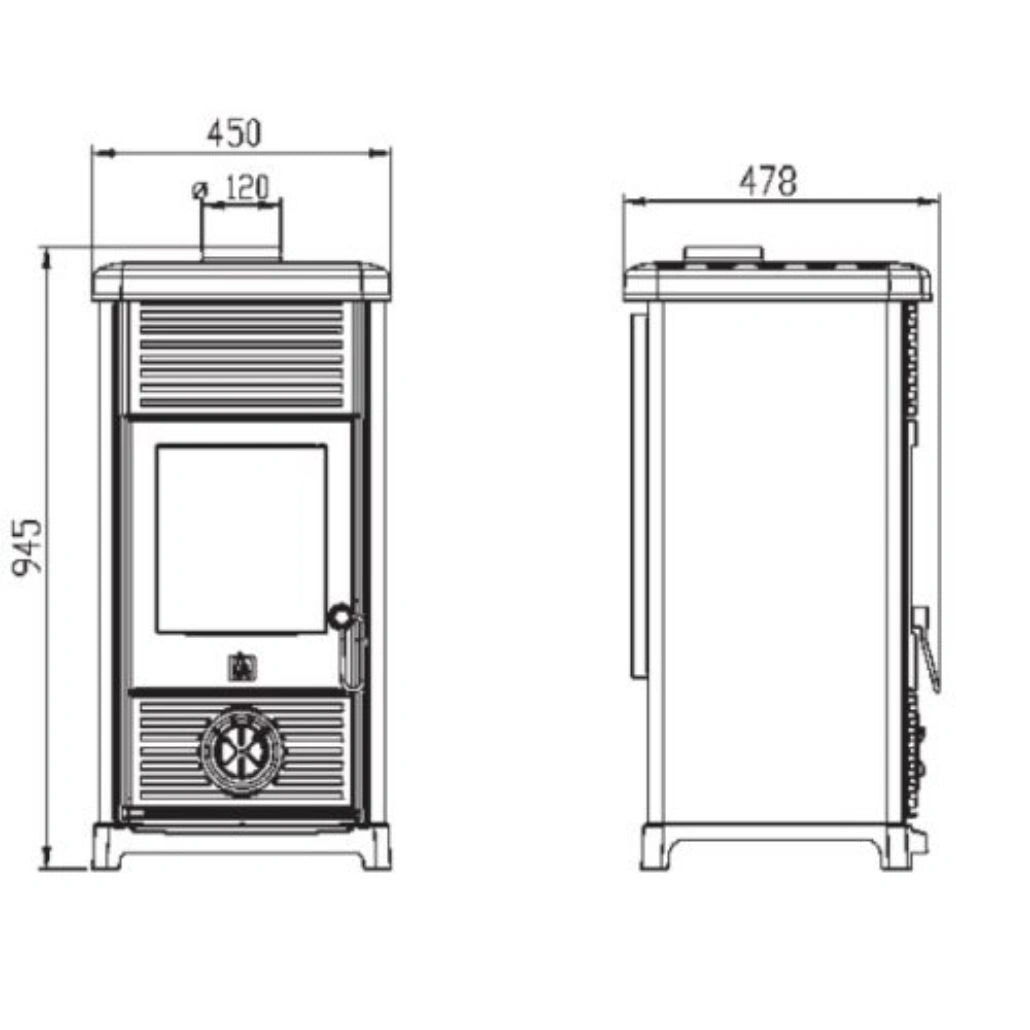 Sobă de fontă MAESTRAL N Maro - 6.5kW